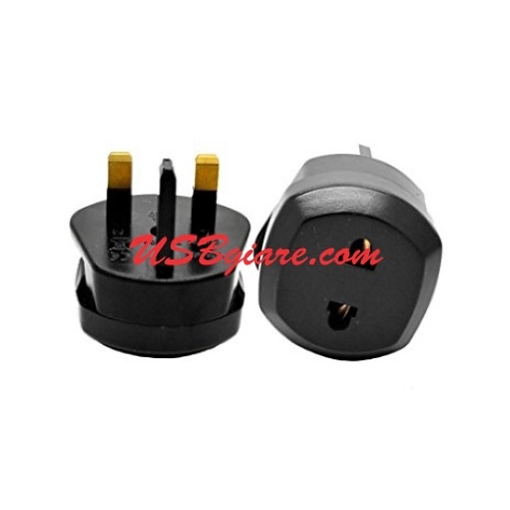 ĐẦU CHUYỂN CHÂN CẮM ĐIỆN 2 CHẤU SANG 3 CHẤU CHUẨN UK (ANH, MALAYSIA, SINGAPORE)