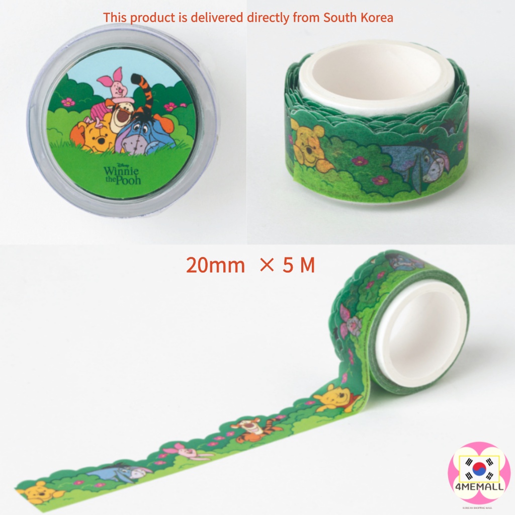 DISNEY 1P Nhãn Dán Trang Trí Nhật Ký Hình Winnie The Pooh 20Mm * 5M