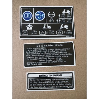 Bộ tem thông số xe Sh Mode 2021 siêu đẹp