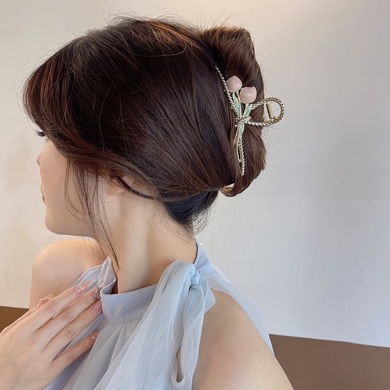 Kẹp Tóc Hình Hoa Tulip Tráng Men Thanh Lịch Cho Nữ