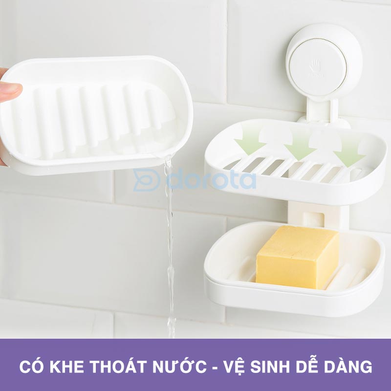 Kệ để xà phòng 2 tầng cao cấp DOROTA đa tính năng công nghệ hút chân không giá đỡ chống nước AW596