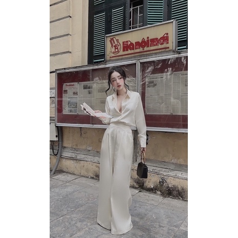 Set Áo Lụa Mix Quần Xuông Chuẩn Chi Quế Chi