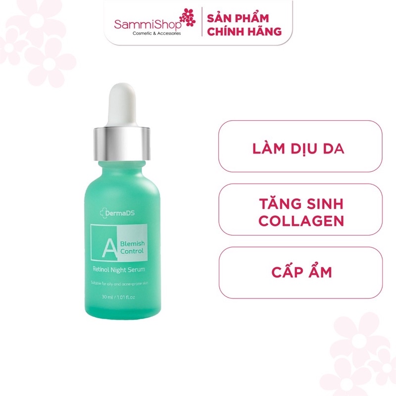 Tinh chất ban đêm sáng da tái tạo da cho da dầu và mụn DermaDS Retinol 0.1% Retinol Night Serum 30ml