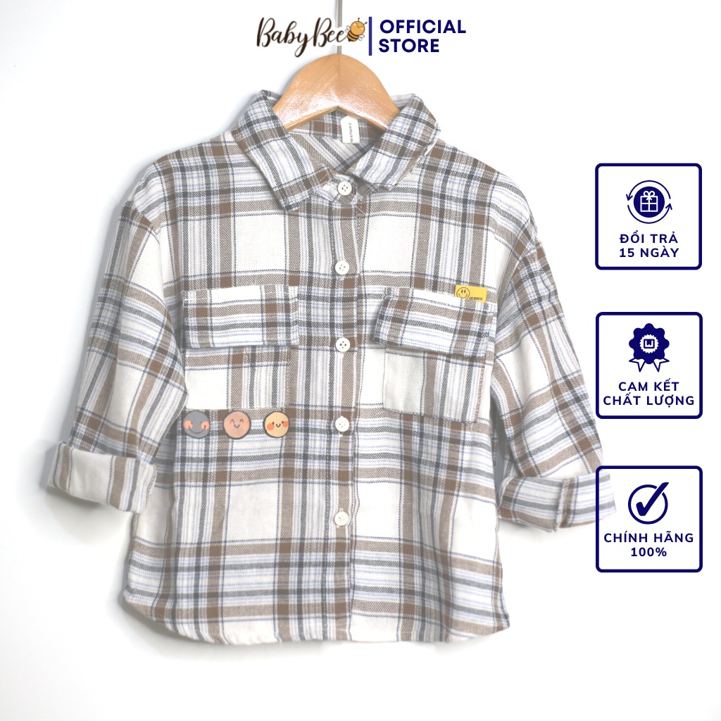 Áo sơ mi bé trai Hàn Quốc BabyBee áo bé trai size đại 10-20kg họa tiết caro SM22