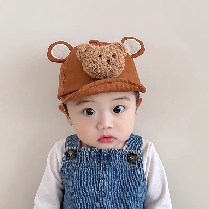 Mũ nón lưỡi trai đính gấu cho bé 3-24 tháng mẫu hè mới