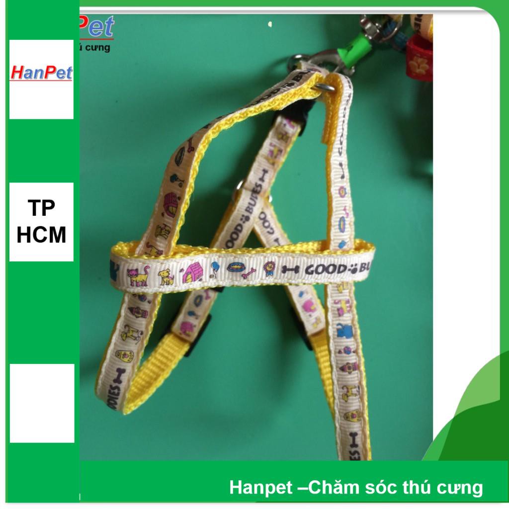 Dây dắt chó mèo 2 lớp size 1.5 dây yếm đai yên ngựa chắc chắn cho chó mèo từ 4-7kg loại 1.5 (hanpet 346b)