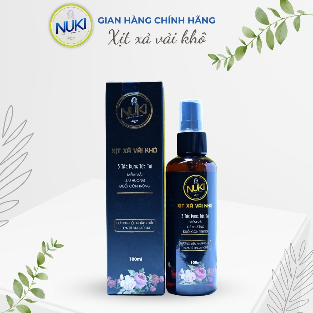 Chai Xịt Xả Vải Khô Nuki 100ml Hương Nước Hoa Lưu Hương Mềm Vải,Tinh Dầu Thơm Quần Áo