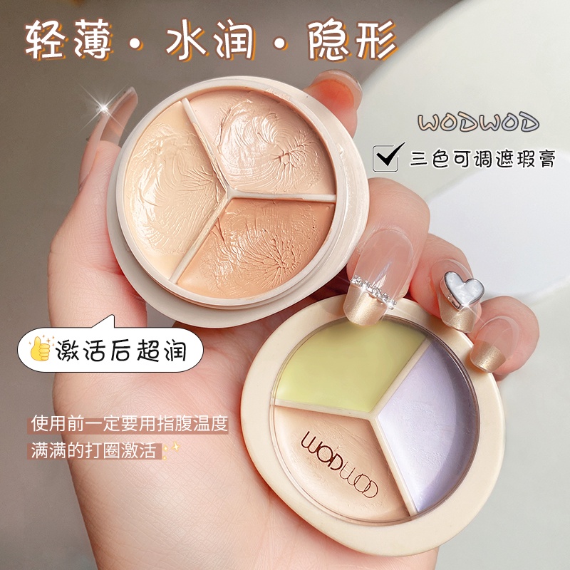 Bảng Kem Che Khuyết Điểm Tạo Khối 3 Màu Dưỡng Ẩm Chống Thấm Nước WODWOD NO.W944