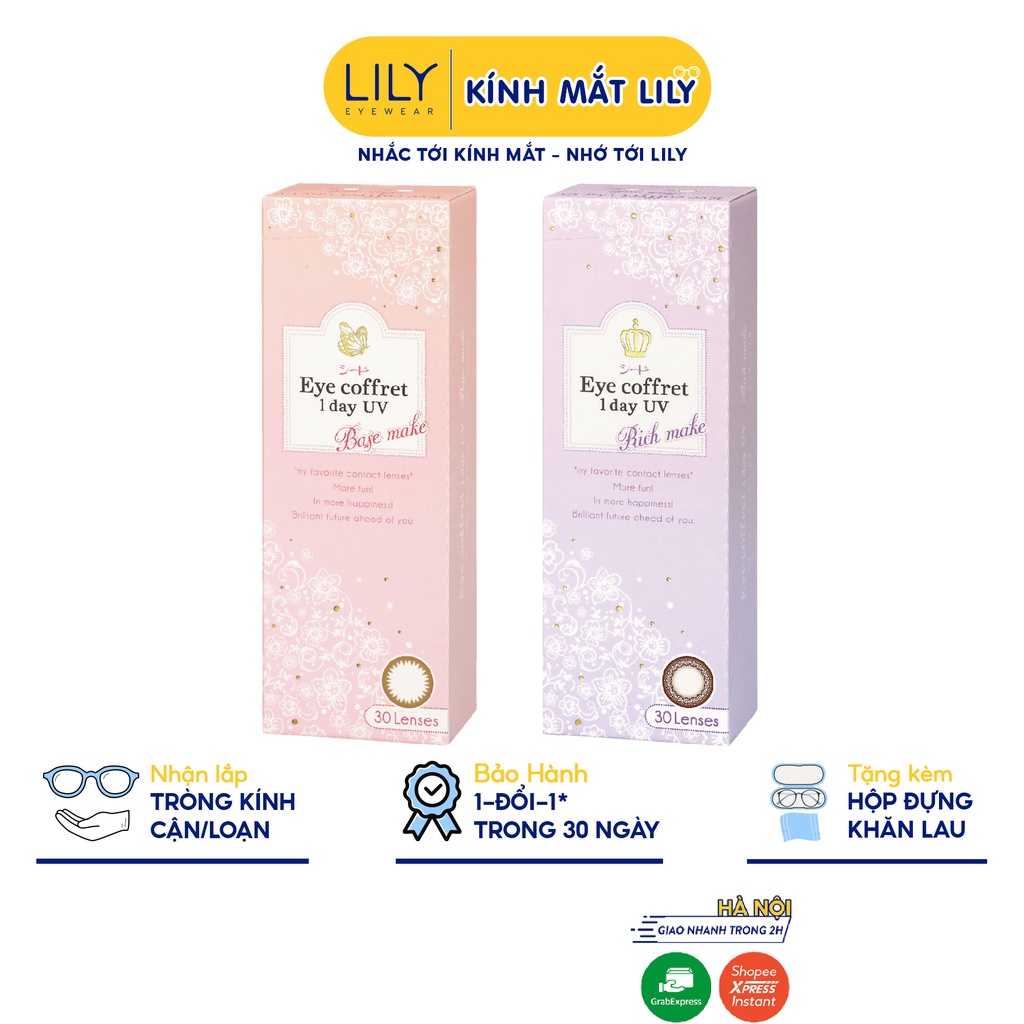 Lens 1 ngày LILYEYEWEAR kính áp tròng cận màu SEED Eye coffret 1day UV số