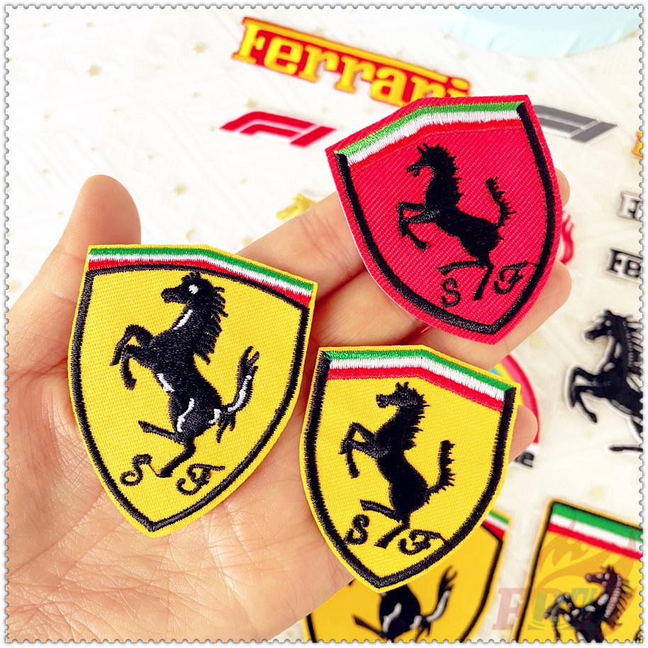 ❣️1 Miếng Dán Ủi Thêu Hình Xe Hơi Ferrari F1: We Race As One❣️Sticker Ủi Thêu Hoạ Tiết Ngộ Nghĩnh