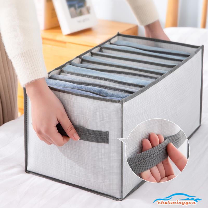 Hộp vải chia 11 ngăn đựng quần jean áo sơ mi thun cộc tay mùa hè đa năng khay túi vải cao cấp sắp xếp gọn gàng tủ đồ