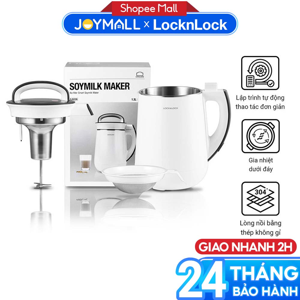 Máy làm sữa đậu nành Lock&Lock EJS226 1.3L - Hàng chính hãng, công nghệ gia nhiệt, chống tràn tốt, dễ sử dụng - JoyMall