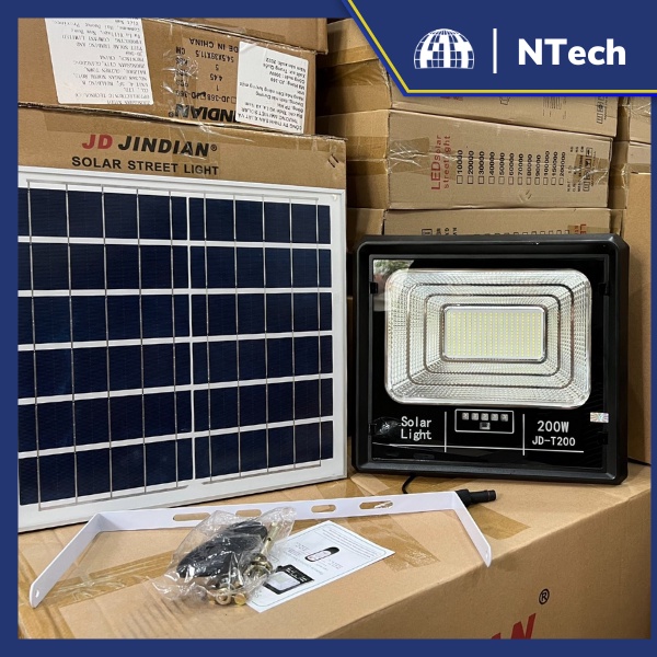 Đèn năng lượng mặt trời 200w mã JD-T200 JINDIAN - Khung Nhựa ABS - BH 1 năm