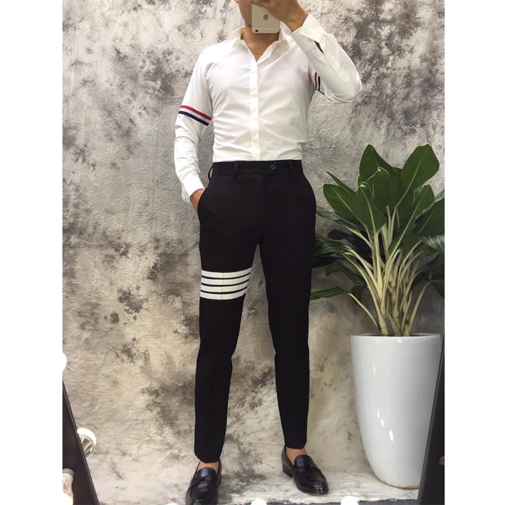 Quần Vải Nam Baggy Màu Be Dáng Đứng Cạp Cao Ống Rộng Suôn Phong Cách Hiện Đại Trẻ Trung