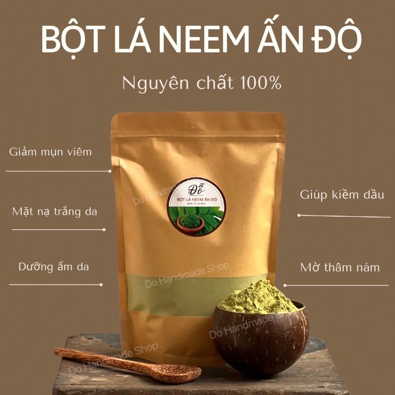100g 250g bột lá Neem Ấn Độ nguyên chất 100% Handmade , giảm mụn, dưỡng trắng da, chống lão hoá, mờ thâm