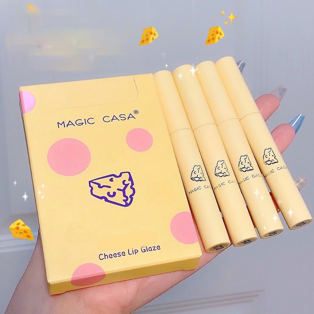 Sét son 5 cây MAGIC CASA phô mai son kem siêu lì tone đỏ quyến rũ dưỡng môi cấp ẩm nội địa trung Hukali