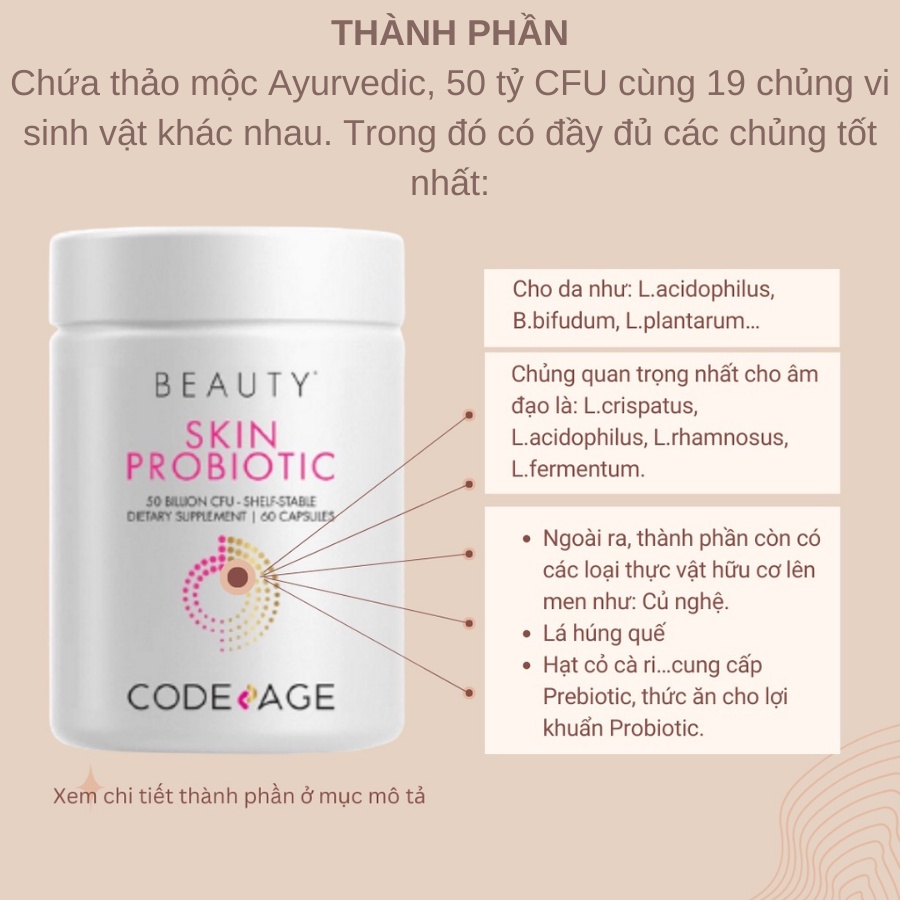 Viên uống lợi khuẩn, khỏe da CodeAge Skin Probiotic 60 viên - AJA'S SKINLAB