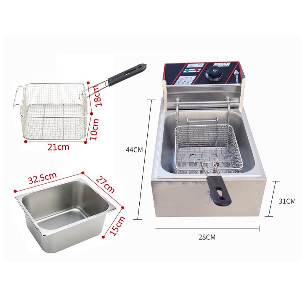 Bếp chiên nhúng điện đơn Inox Sunny dung tích 6L, bếp chiên ngập dầu đôi dung tích 12L chất liệu Inox- Bảo Hành 12 Tháng