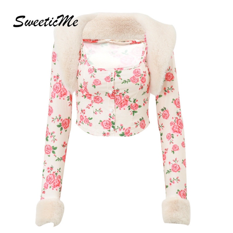 Áo Thun Tay Dài Cổ Lọ Dáng Ôm In Họa Tiết Thời Trang 2023 Cho Bạn Gái