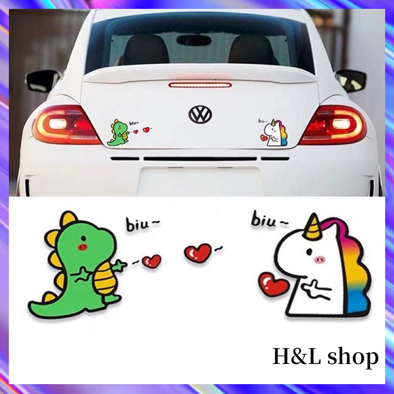 Miếng Dán Trang Trí Bình Xăng Xe Hơi / Mũ Bảo Hiểm Họa Tiết Khủng Long Hoạt Hình Dễ Thương