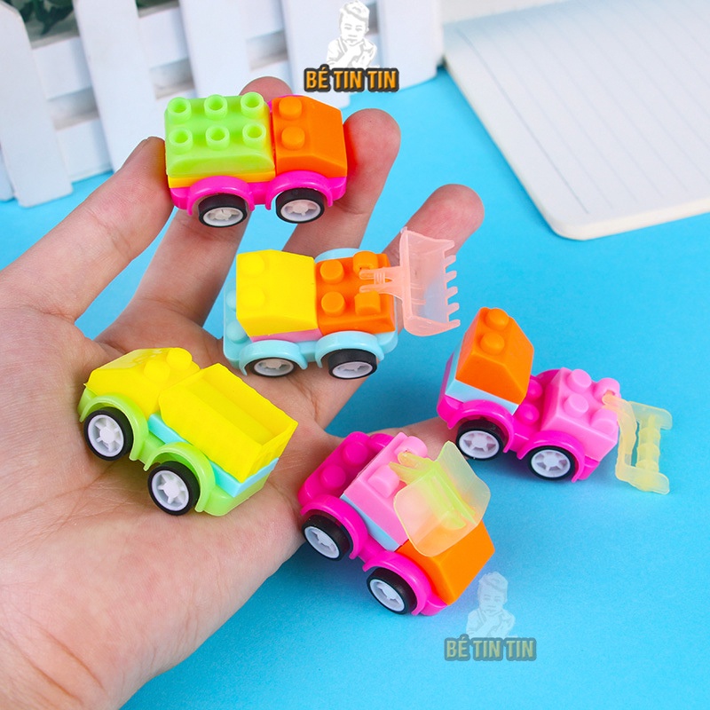 Sét Bộ đồ chơi Logo xếp hình xe cẩu, xe ô tô cảnh sát/ xe giao thông rèn luyện sự khéo léo cho bé
