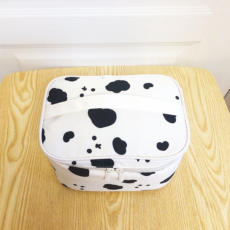 Túi Đựng Mỹ Phẩm Chống Thấm Nước In Họa Tiết Bò Sữa Dễ Thương