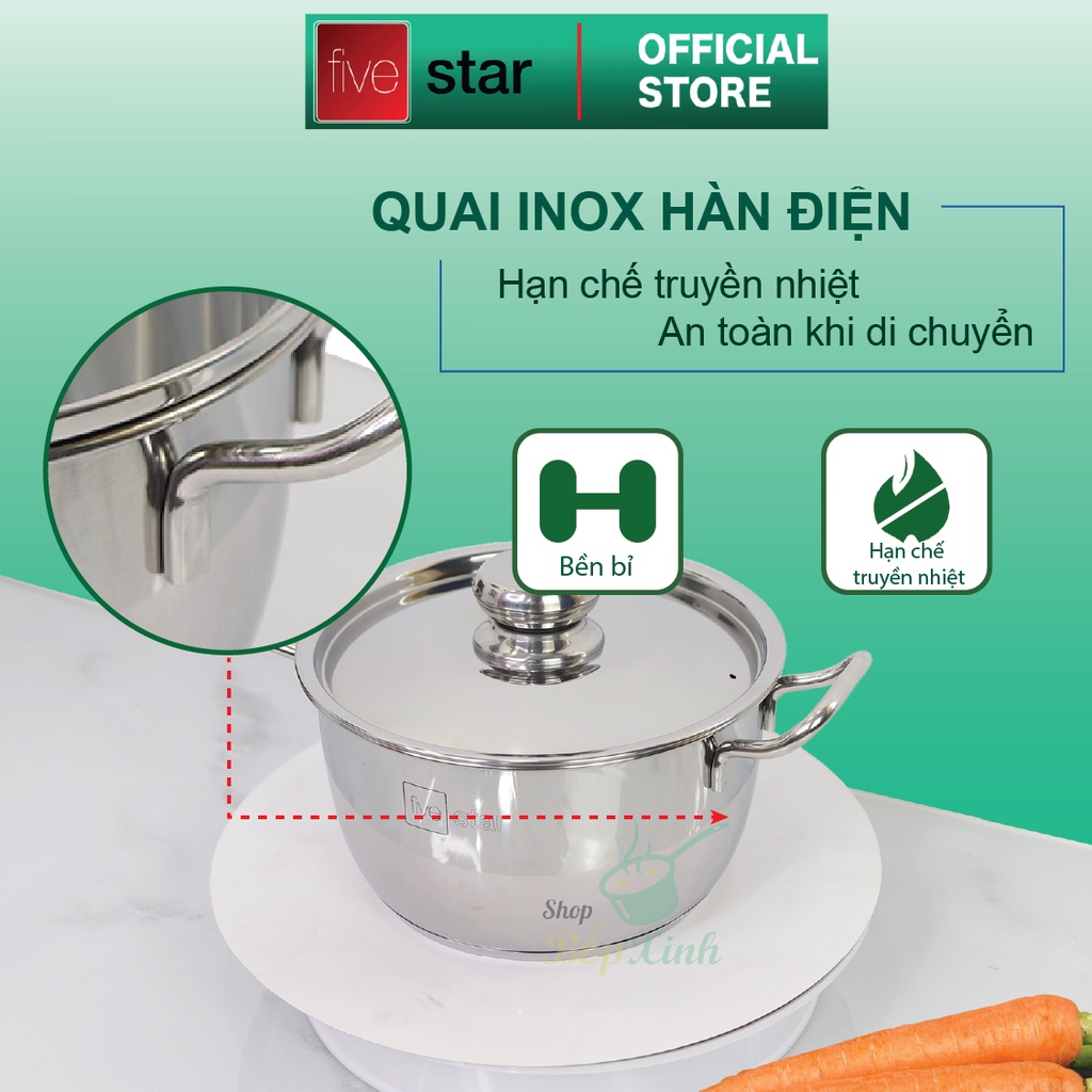 Bộ nồi 3 đáy inox 430 Thân Cool Fivestar Standard nắp inox FS-B3010 (Kích thước 16cm - 20cm - 24cm)