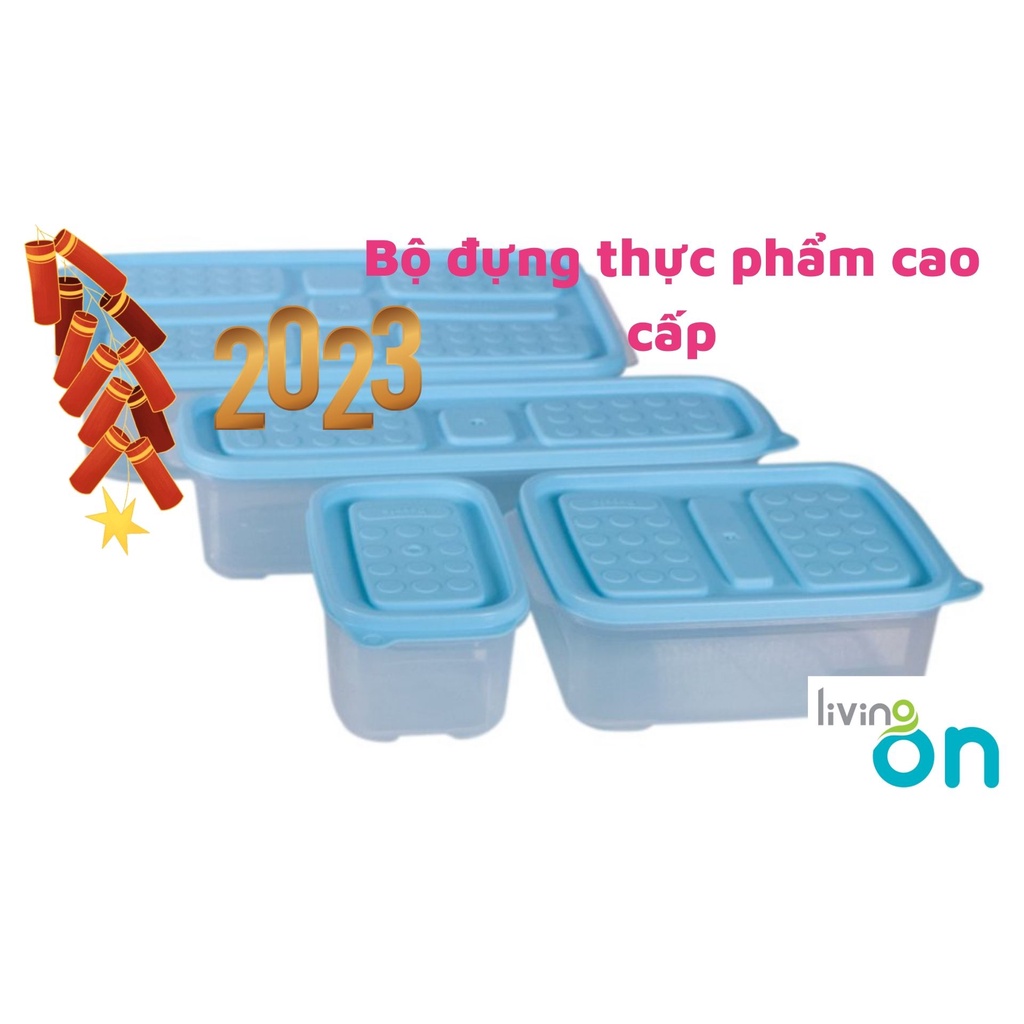 Bộ hộp cơm dựng đồ dự trữ thức ăn - Để ngăn đông ngăn mát - thịt cá dung tích từ 300 mll đến 1500 ml - Living on