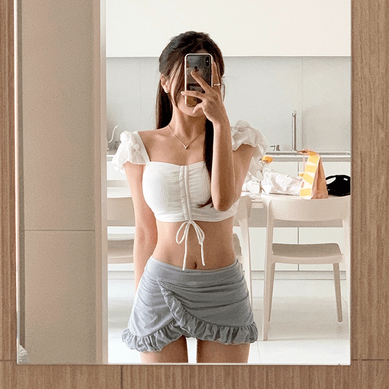 2023 phụ nữ mới xẻ áo tắm váy phong cách mỏng bảo thủ gợi cảm ngực nhỏ tập hợp gợi cảm suối nước nóng đi biển áo tắm