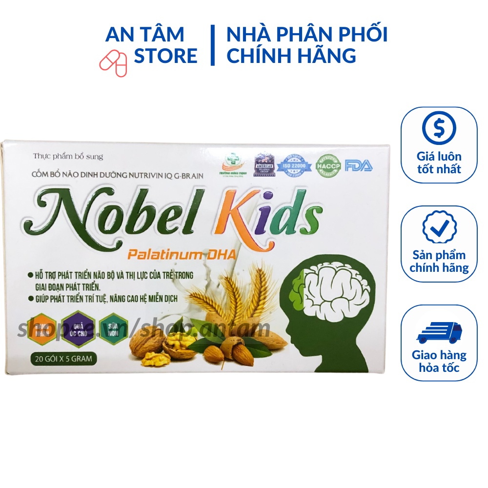 Cốm bổ não dinh dưỡng Nutrivin IQ G Brain NOBEL KIDS Palatinum DHA- Noben kid phát triển trí não cho trẻ từ 6 tháng tuổi