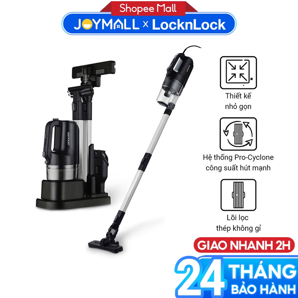 Máy hút bụi Lock&Lock cầm tay ENV336BLK 400w - Hàng chính hãng có dây, lực hút mạnh, đa dạng đầu hút, gọn nhẹ - JoyMall