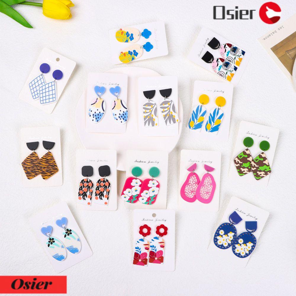 Bông Tai Acrylic Họa Tiết Hoa Graffiti 1 Màu Sắc Thời Trang