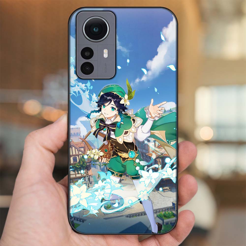 Ốp lưng Xiaomi 12 Pro 5G viền đen in hình Venti Genshin Impact