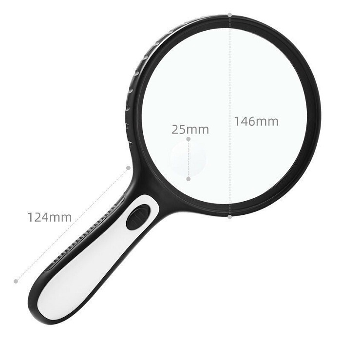 Kính lúp cầm tay Magnifier có 3 Đèn Led