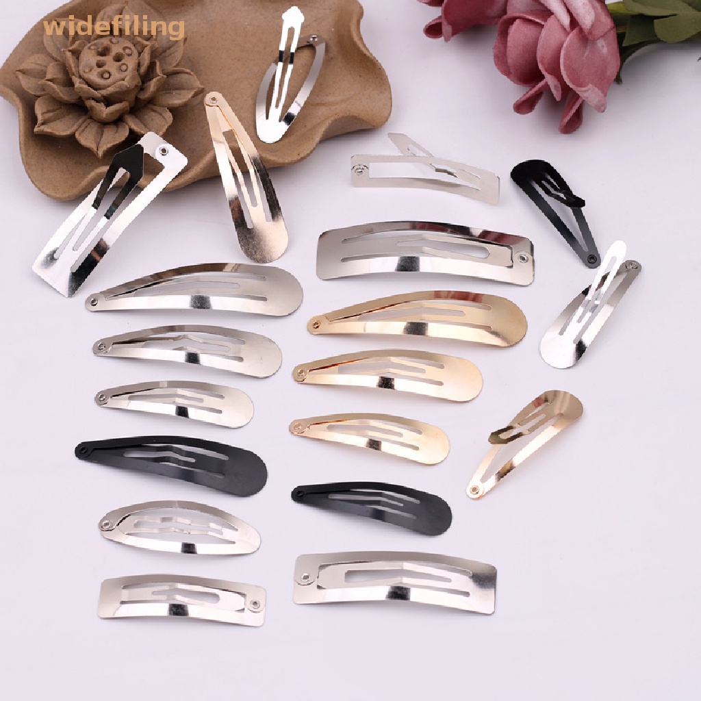 Set 50 Kẹp Tóc Kim Loại Màu Vàng / Bạc / Đen Đơn Giản Phụ Kiện Làm Thủ Công Cho Nữ