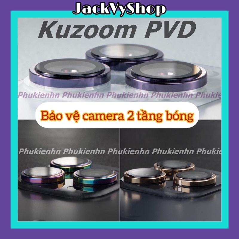 Bộ dán 3 mắt Lens Kuzoom Phủ PVD bảo vệ Camera cho Smart IPhone 14 Promax , 14 Pro , 14 Plus , 14 , 13 Promax siêu đẹp
