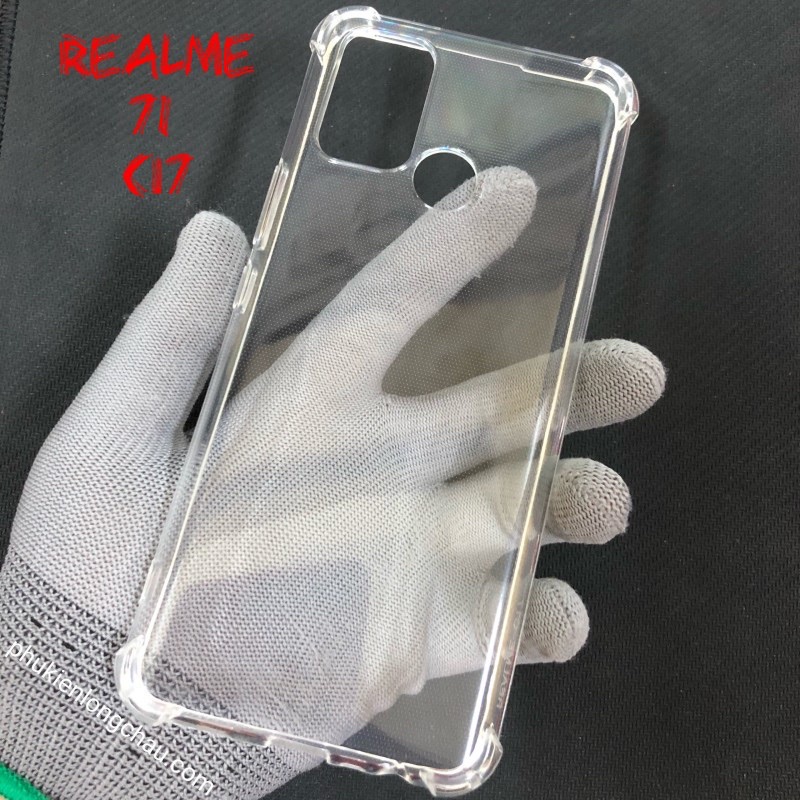 Ốp Lưng Realme 7i / C17 Dẻo Trong Suốt Chống Va Đập Có Gù Bảo Vệ 4 Gốc Silicon Cao Cấp