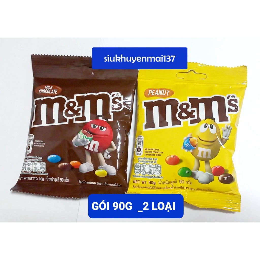 socola sữa nhân đậu phộng M&M's gói 90g, hsd: 8/2023