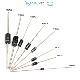 Combo 20 diot 4007,1N5408,1N4148,1N5819,1N5822,1N5825,FR107,FR207,FR307,FR507 450mA,1A,2A,3A,5A 100V 1000V 1200V