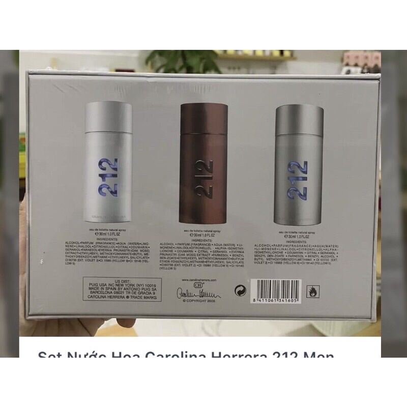 Set Nước Hoa Carolina Herrera 212 Men mini 3 chai - Myphamnhabe