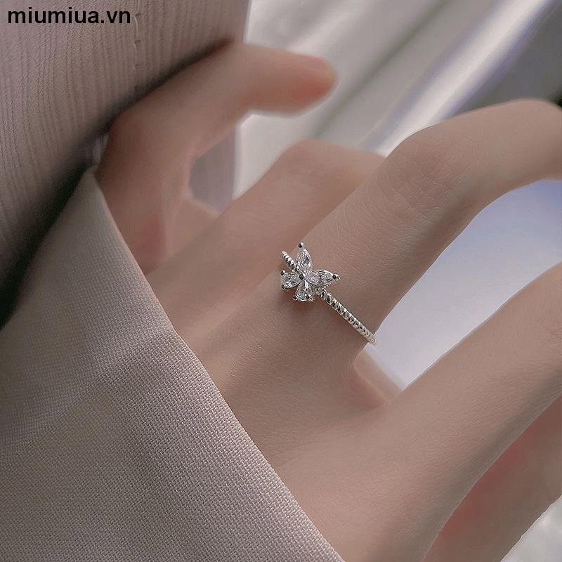 miumiuaNhẫn bướm đính đá xinh bạc 925 𝐍A nhà Tiệm nhỏ của Ryn