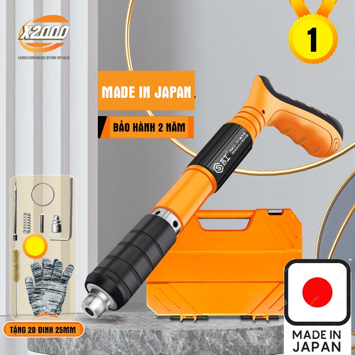 Máy bắn đinh hạt nổ bê tông X2000 trần thạch cao, tôn, sắt, thép dày 8mm không cần sử dụng điện
