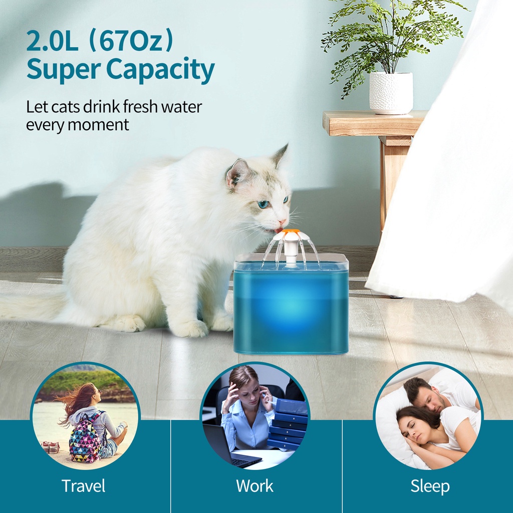 Máy Lọc Nước Tự Động 3L - Máy Uống Nước Tự Động Cho Chó Mèo Kèm Lõi Lọc Than Hoạt Tính Dành Cho Thú Cưng