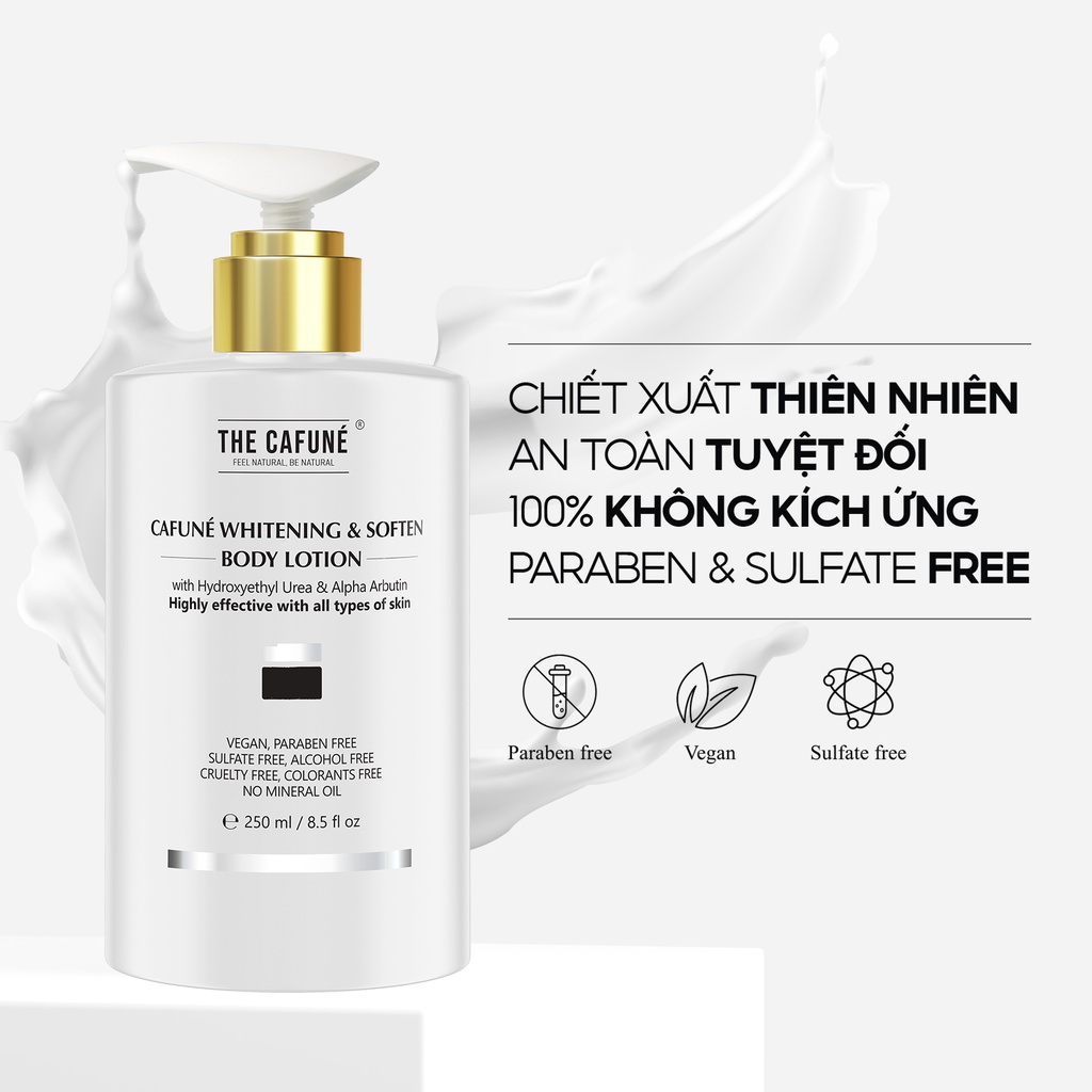 Kem Dưỡng Trắng Da Body The Cafuné, trắng xinh tự nhiên, bật tông không tưởng 250ml