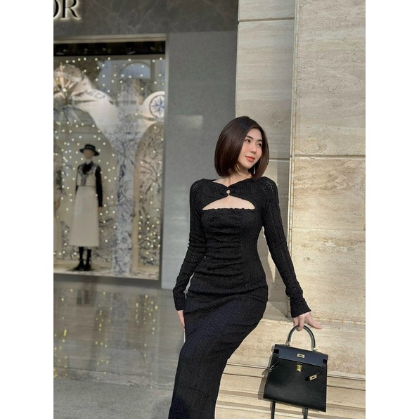 Đầm Thiết Kế Cutout Lưng Ngực Siêu Sexy Tôn Dáng Chất Ren Cao Cấp Mã CH