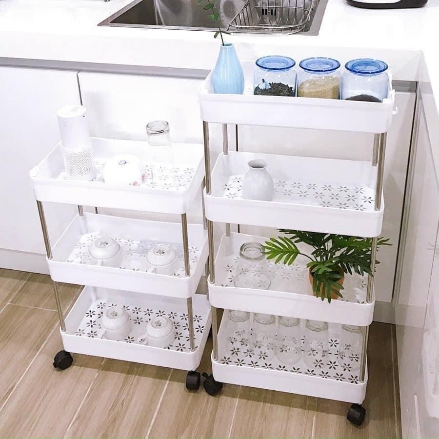 KỆ ĐỂ ĐỒ CHAI LỌ TIỆN LỢI 4 TẦNG CÓ BÁNH XE ĐA NĂNG