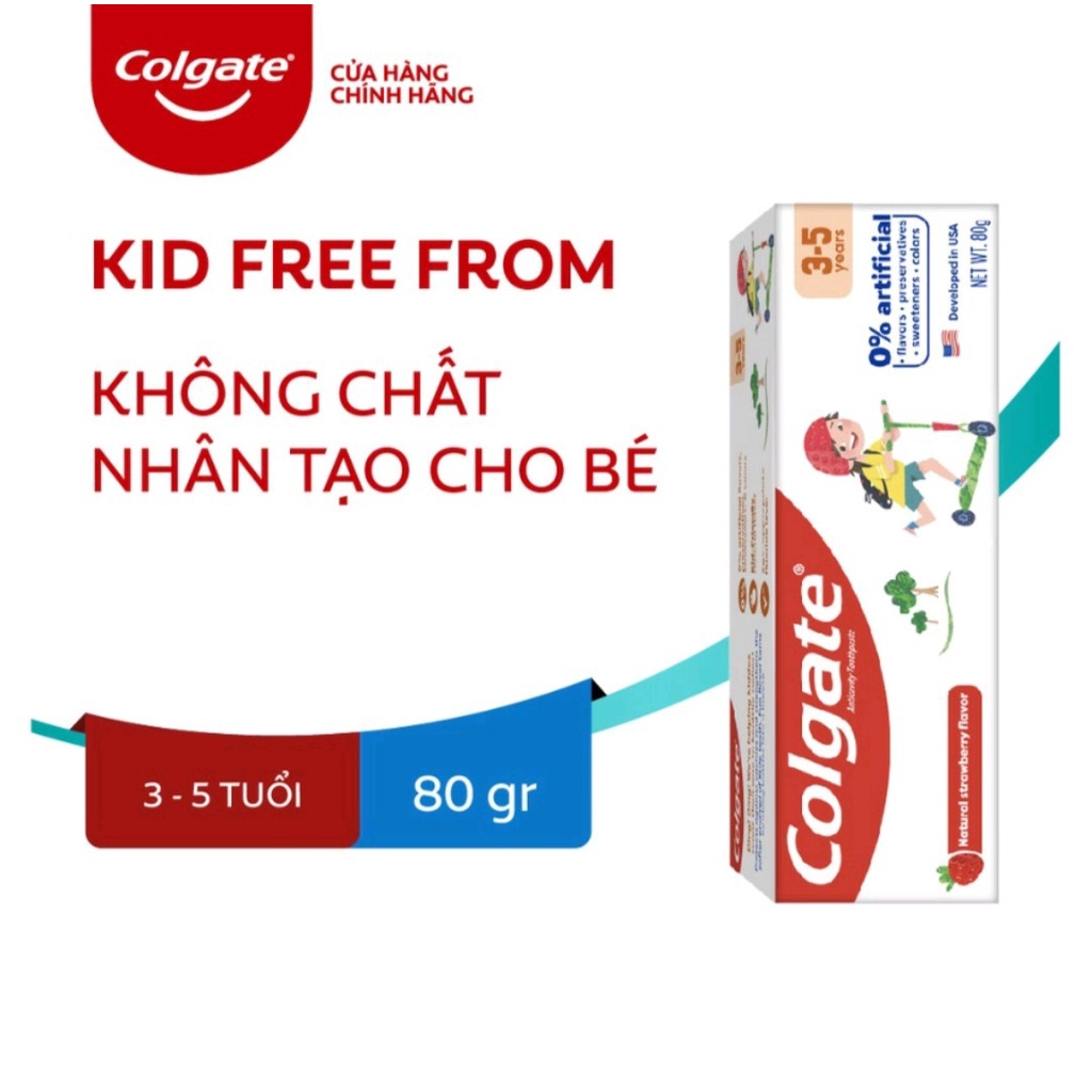 Kem đánh răng Colgate Kid Free From 3-5 tuổi và 6-9 tuổi 80gr