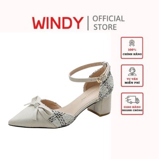 Giày cao gót bít mũi viền nơ phối windy cg-0592