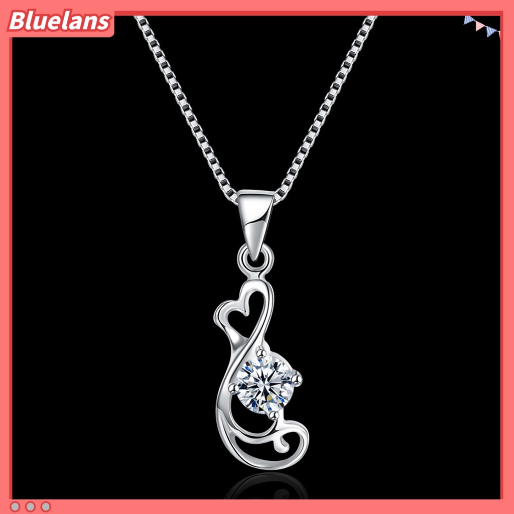 Vòng cổ Bạc 925 Mặt Hình Trái Tim Đính Đá Zircon Thời Trang Cho Nữ