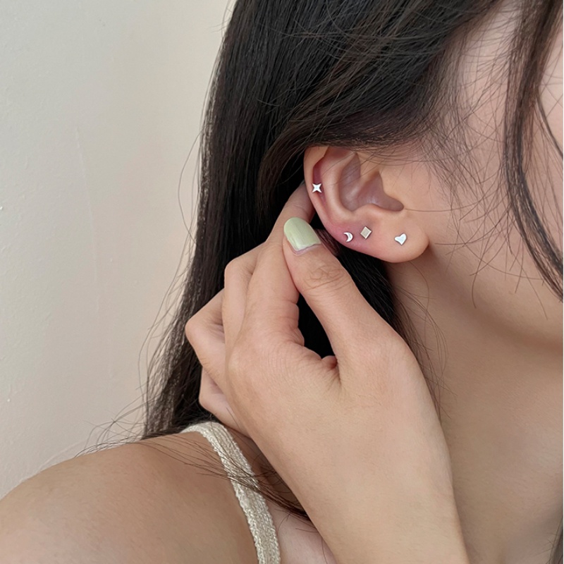 Bông Tai Bạc s925 Hình Trăng Sao Nhỏ Xinh Thời Trang Hàn Quốc